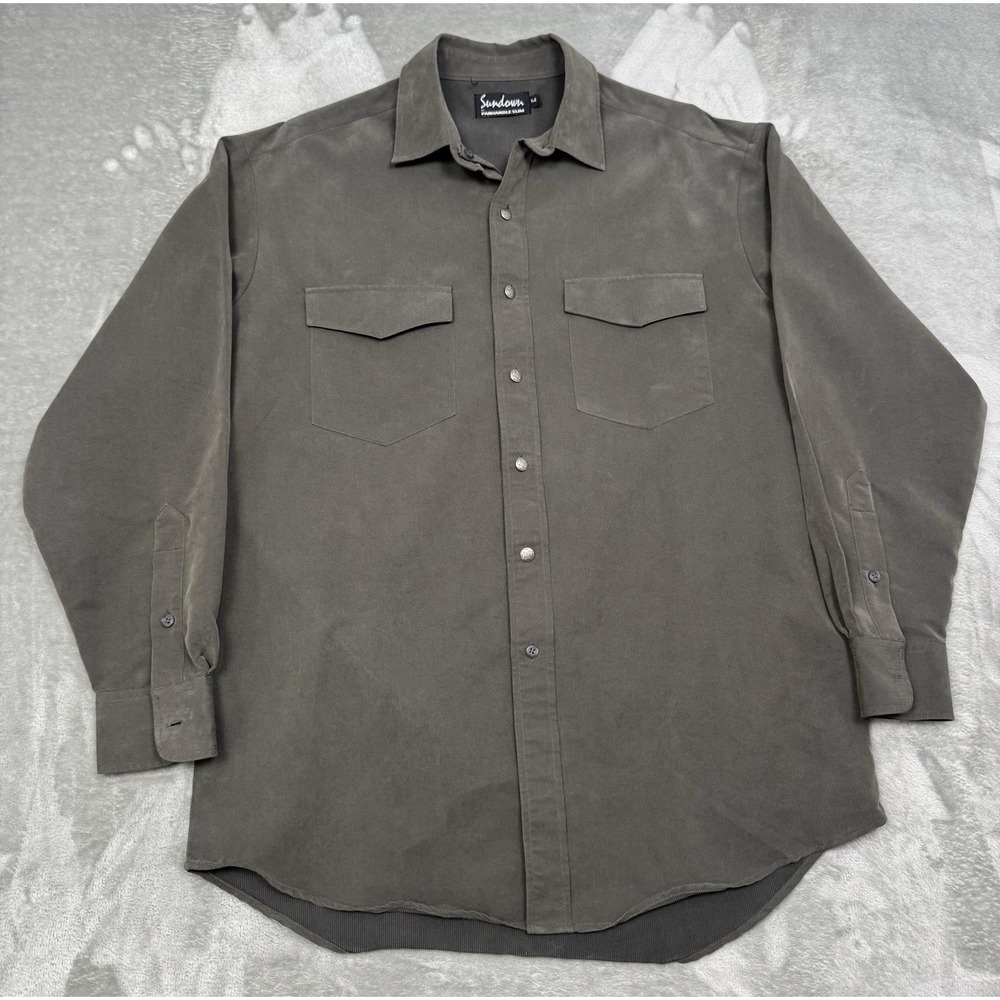 Vintage Panhandle Slim Western Shirt Mens Medium Gray Button Down Cowboy 90s Y2K